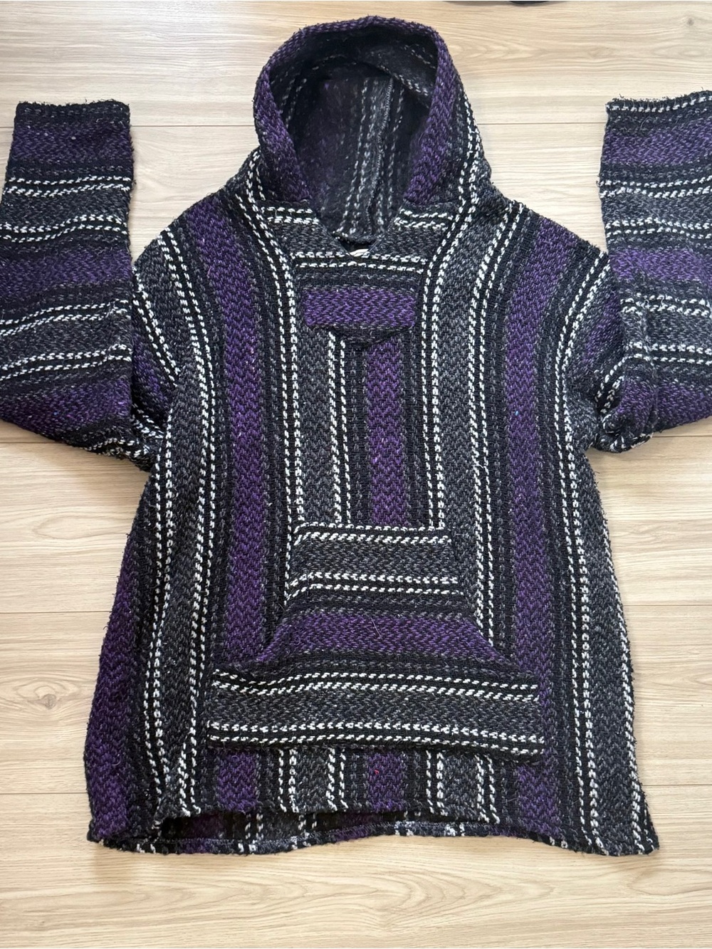 Vintage Boho/Hippie Baja Joe Woven Mexican blanket hoodie